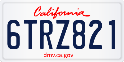 CA license plate 6TRZ821
