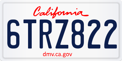 CA license plate 6TRZ822