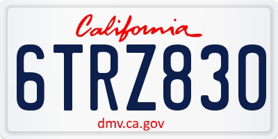 CA license plate 6TRZ830