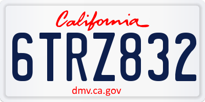 CA license plate 6TRZ832
