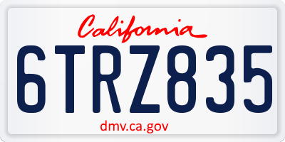 CA license plate 6TRZ835