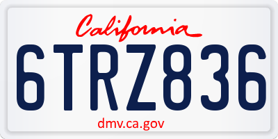 CA license plate 6TRZ836