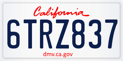 CA license plate 6TRZ837