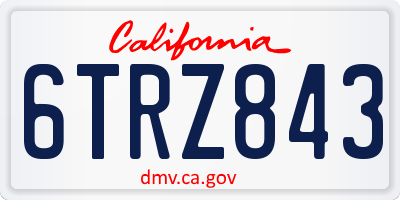 CA license plate 6TRZ843