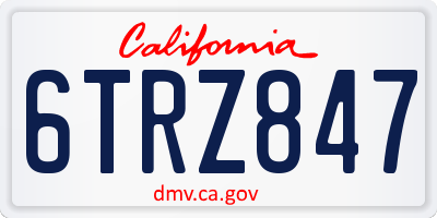 CA license plate 6TRZ847