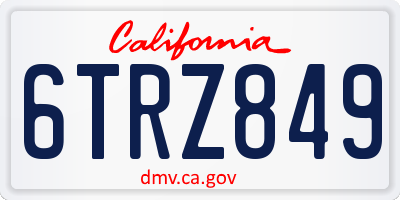 CA license plate 6TRZ849