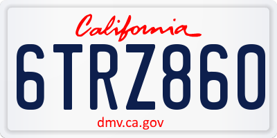 CA license plate 6TRZ860