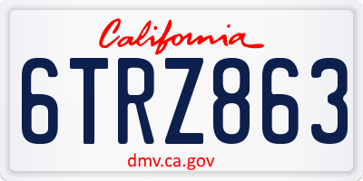CA license plate 6TRZ863