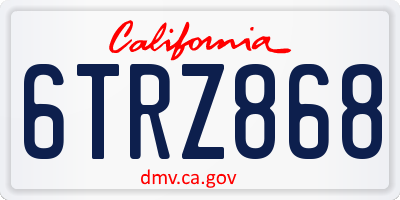 CA license plate 6TRZ868