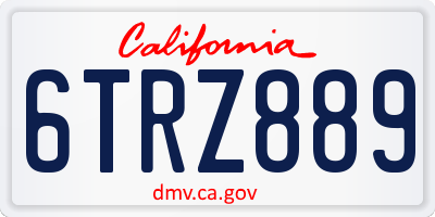 CA license plate 6TRZ889