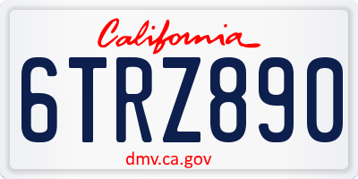 CA license plate 6TRZ890