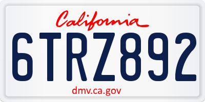 CA license plate 6TRZ892