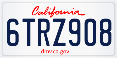 CA license plate 6TRZ908
