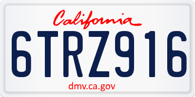 CA license plate 6TRZ916