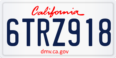 CA license plate 6TRZ918