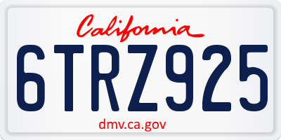 CA license plate 6TRZ925