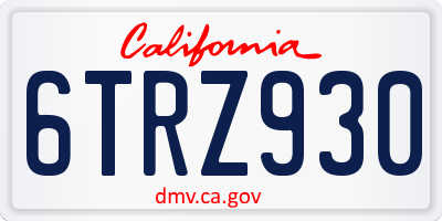 CA license plate 6TRZ930