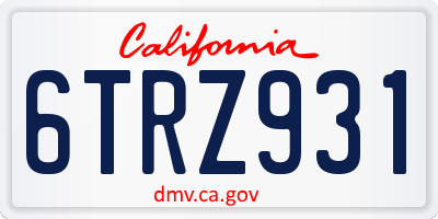 CA license plate 6TRZ931
