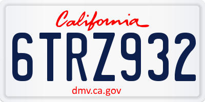 CA license plate 6TRZ932