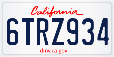 CA license plate 6TRZ934