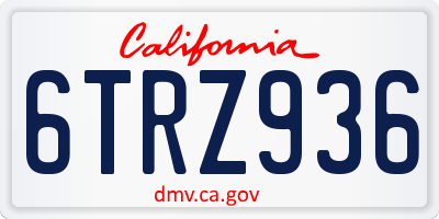 CA license plate 6TRZ936
