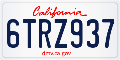 CA license plate 6TRZ937