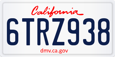 CA license plate 6TRZ938