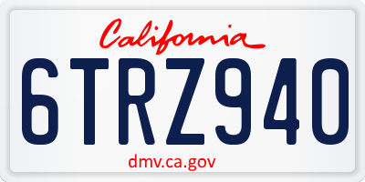 CA license plate 6TRZ940