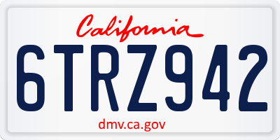 CA license plate 6TRZ942