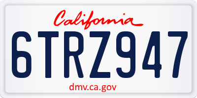 CA license plate 6TRZ947