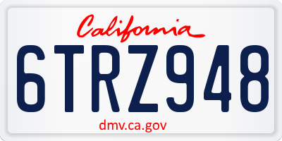 CA license plate 6TRZ948