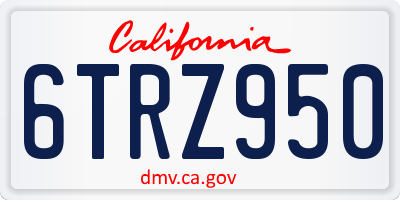 CA license plate 6TRZ950