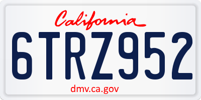 CA license plate 6TRZ952