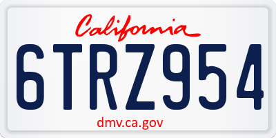 CA license plate 6TRZ954