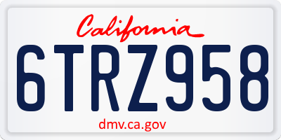 CA license plate 6TRZ958