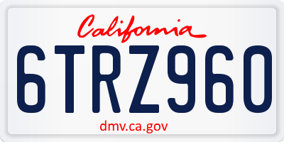 CA license plate 6TRZ960