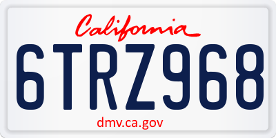 CA license plate 6TRZ968