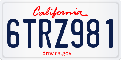 CA license plate 6TRZ981