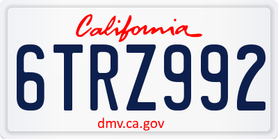 CA license plate 6TRZ992