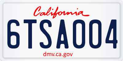 CA license plate 6TSA004