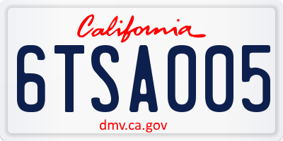 CA license plate 6TSA005