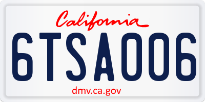 CA license plate 6TSA006