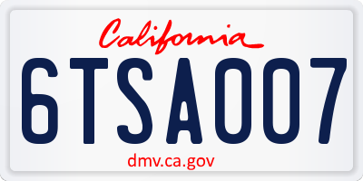 CA license plate 6TSA007