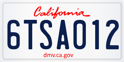 CA license plate 6TSA012