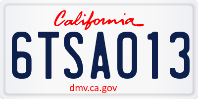 CA license plate 6TSA013