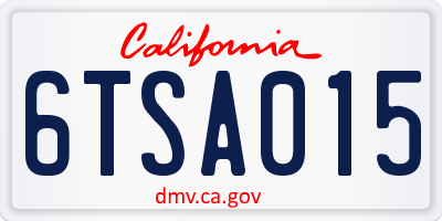 CA license plate 6TSA015
