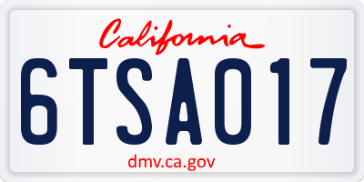 CA license plate 6TSA017