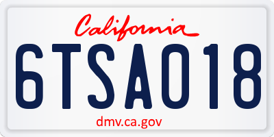 CA license plate 6TSA018