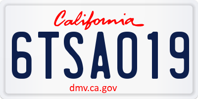 CA license plate 6TSA019