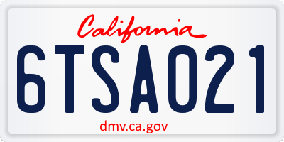 CA license plate 6TSA021